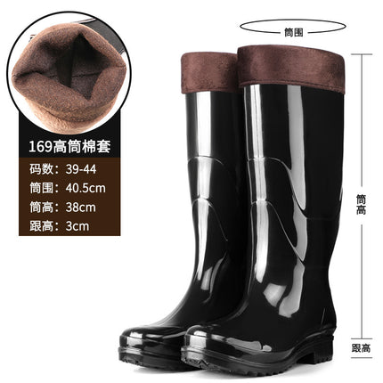 Rain Shoes Water Shoes Men's Rain Boots Short Medium High fleece-lined Labor Protection Fishing Sea-driving Kitchen Site Car Washing Wear-resistant Non-slip