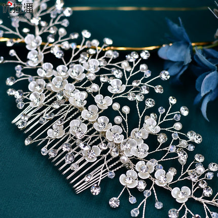 Youlapan Bridal Flower Hair Comb Handmade Pearl Hair Accessory Fashionable Versatile Hair Accessory for Going Out Hp571