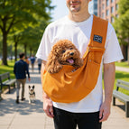 Brown polyester bag with mobile phone pocket
