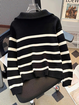 2025 Hot-Selling Fashionable Versatile Casual Striped Pullover Cross-Border Platform Supply Chain