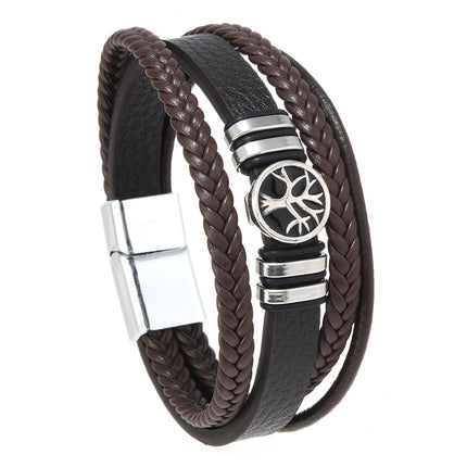 Cross-Border New Products European and American Retro Style Various Ready-Made Life Tree Fashion Versatile Multi-Layered Hand-Woven Men's Bracelets
