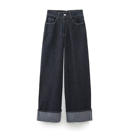 Cross-border European and American women's AliExpress INS explosions Denim jacket coat horn hemming pants suit