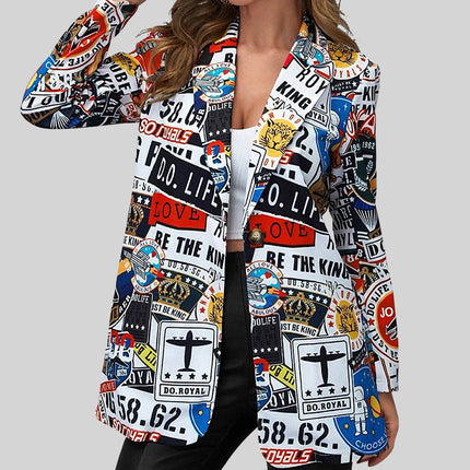 2025 Amazon European and American Foreign Trade Unpositioned Printed Casual Printed Blazer Trendy Women's Clothing in Stock