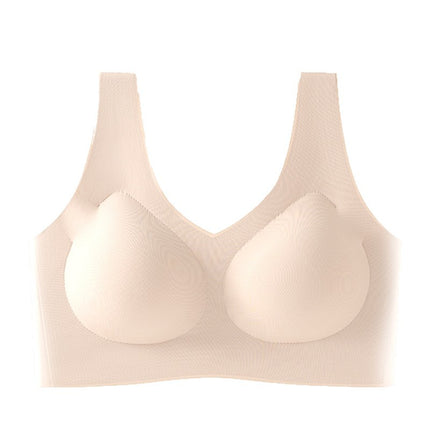 New Seamless Invisible Liquid Foundation Large Size Bra Without Rims Push-Up and Auxiliary Breast Integrated Fixed Cup Bra Underwear
