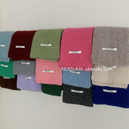 Factory Wool Blended Solid Color Wool Scarf Women's Winter White South Korea New Student Couple Simple Knitted Scarf