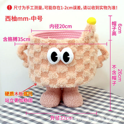 Cartoon Bigfoot Little Monster Storage Basket for Miscellaneous Snacks Large Dopamine Lamb Velvet Cute Storage Basket