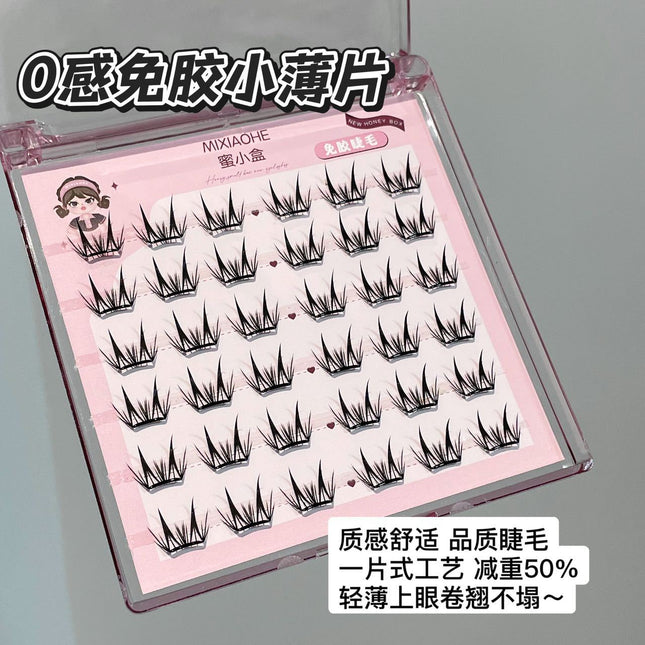 Honey Small Box Glue-free Small Thin Slice Fawn Eyelashes False Eyelashes Curved Terrier Mirror Naturally Upwarped Lightweight Segmented Free Eyelashes