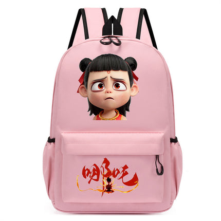 Douyin's New Nezha Cute Printed Kindergarten Girls Pink School Bag Children's Campus Outdoor Backpack
