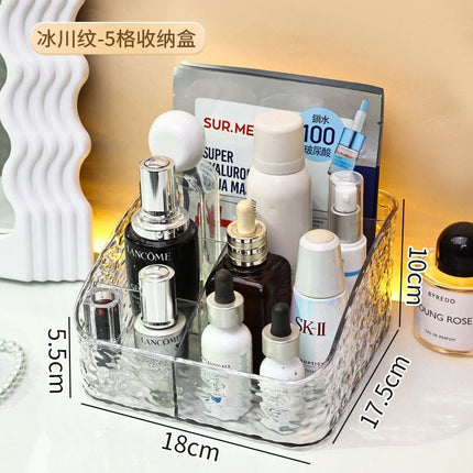 Light Luxury Cosmetics Storage Box Desktop Dressing Table Lipstick Skin Care Products Water Ripple Acrylic Large Capacity Storage Rack