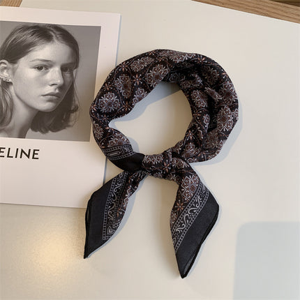 Autumn Maillard Wine Red Artistic Retro Small Square Decorative Scarf Cotton Linen Breathable Waist Flower Hair Belt