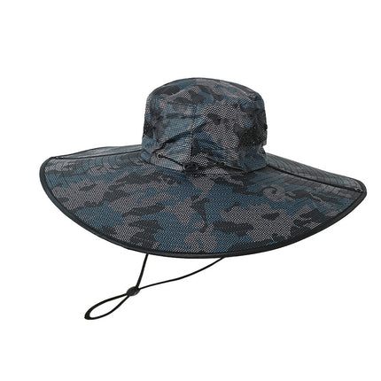 Outdoor Oversized Brim Camouflage Sun Hat for Men Cross-Border Fan Tactical Camouflage Hat Large Brim Sunshade Benni Fisherman Hat