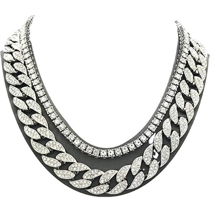 European and American jewelry popular Cuban chain necklace fashion hip hop necklace factory wholesale with diamond Cuban chain foreign trade exclusive