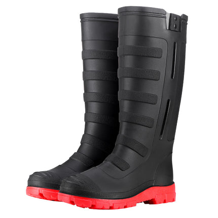 Mid-Calf Fashionable Rain Boots for Men, Thickened and Wear-Resistant Outdoor Waterproof Boots for Fishing, Non-Slip Water Shoes and Velvet Rain Boots