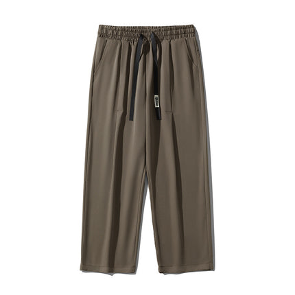 wasuup Pants Men's New Summer High Sense Straight Pants Suit Casual Pants Ice Silk Pants