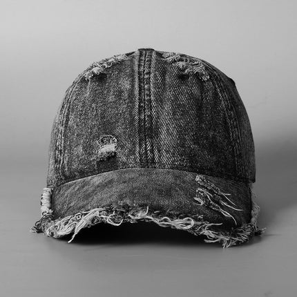 New Washed Denim Baseball Cap Distinctive Rouge Street Fashion Hat Men's and Women's Large Brim Face Showcase Cap