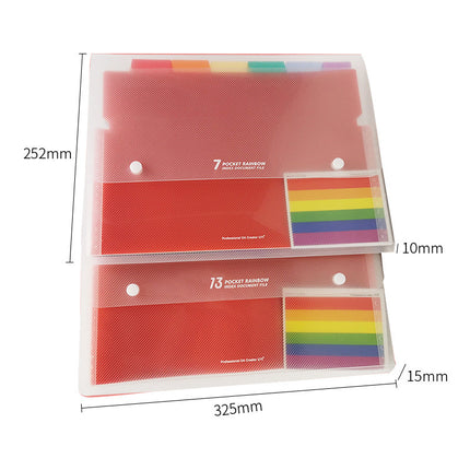 13-Grids Portable Loose-Leaf Folder Student Test Paper File Folder Rainbow Organ Bag Multi-Layer Classification File Bag