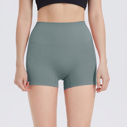 New Nude High-Waist Brushed Shorts Yoga Wear Nylon Shorts Women's Tight Yoga Three-Point Sports Shorts Peach