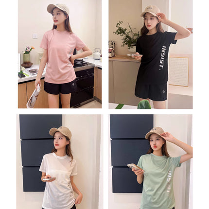 Summer Women's Sports Suit Thin Sweat-Absorbent Quick-Drying Ice Silk Breathable Casual Loose Casual Home Sports Shorts