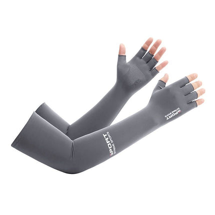 Ice Silk Sun Protection Extended Gloves for Men and Women, Two-Finger Exposed, Thin Summer Style, Non-Slip, for Cycling and Driving, Cooling Ice Sleeves