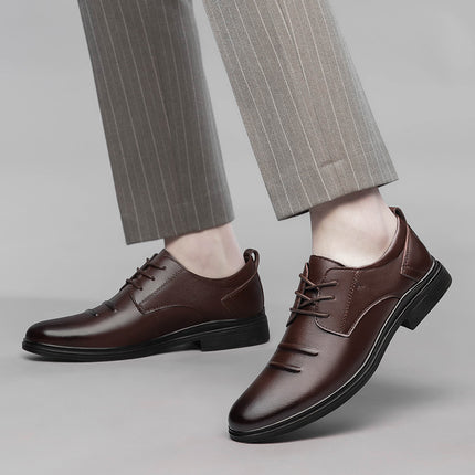 2025 spring new men's formal leather shoes top layer cowhide lace comfortable office leather shoes groom oxford shoes