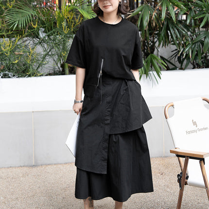 240340 Yamamoto dark cold style design sense niche skirt summer irregular stitching fashion all-match skirt