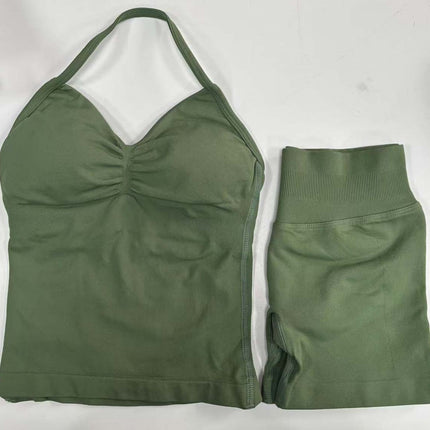 suit DF Amazon Explosions Shorts Small Bra High Elastic Superfine Extinction Nylon Hanging Neck Beauty Back Sports Vest