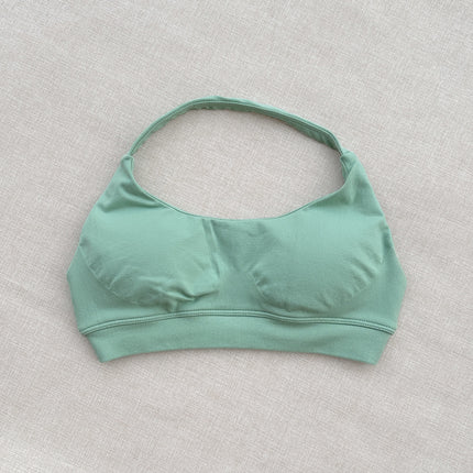 Cross-Border Seamless Fitness Underwear Sports Outdoor Quick-Drying Halter Bra Women's High Elastic Sexy Nylon with Chest Pad Ready Stock