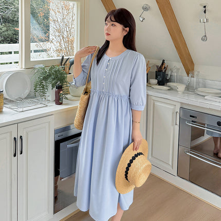 Two days 2025 spring new plus size women's tassel hollow blouse/solid color waist dress 8782AB