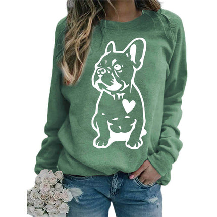 Foreign trade supply dog love printing round neck jacket sweater European size women's coat long sleeve cross-border autumn and winter leisure