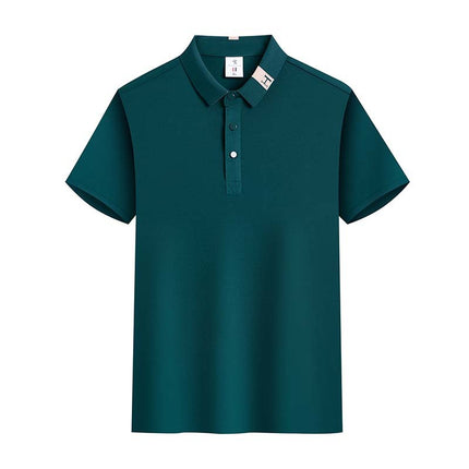 200g spring and summer ice silk cotton business short sleeve lapel POLO shirt fast sweat-wicking silky wear-resistant non-pilling anti-wrinkle