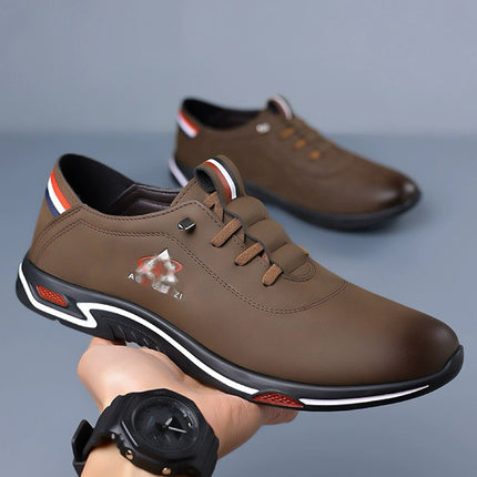 Men's All-match Casual Leather Shoes with Soft Bottom and Soft Face Breathable Slip-on 2595