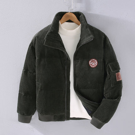 G138 winter New Korean style casual stand collar corduroy down jacket warm cold-resistant Men's Youth All-matching