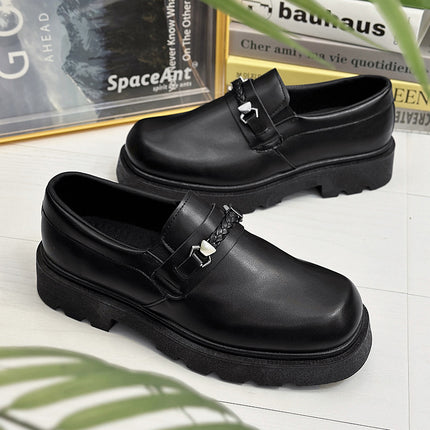 Derby Shoes Square Toe Leather Shoes Men's Shoes Spring New Low-top Small Leather Shoes Youth Casual Shoes Shoes Big Toe Leather Shoes