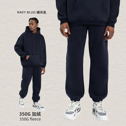 Kite Men's Clothing Factory Autumn and Winter Heavy Velvet Sweatshirt Men's Cross-Border American Street Fashion Loose Sweatshirt Pants Suit Men