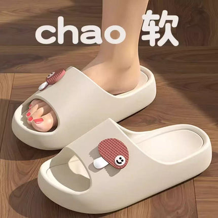 Thick-Soled Slippers for Women 2025 Summer New Style Indoor Home Bathing Non-Slip Household Slippers for Outer Wear with a Sense of Stepping on Shit