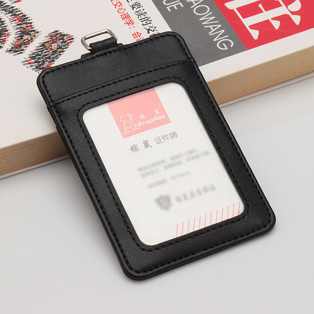 Leather Lanyard Work Id Card Holder with Multiple Card Slots, Customizable Company Logo