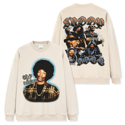 Cross-border Retro Snoopy Dog SNOOP DOGG Printed Short-sleeved T-shirt Washed Long-sleeved Casual Hooded Sweatshirt