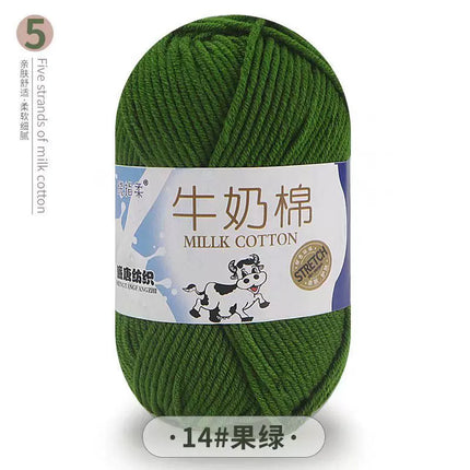 Five-Strand Milk Cotton Yarn Wholesale Medium-Thick Yarn Crochet Doll Shoes Scarf DIY Knitting Material Kit Crochet