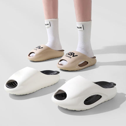 Ins Outdoor Coconut Slippers Men's Summer Outdoor 2025 One-word New Thick Bottom Beach Non-slip Sports Wear-resistant