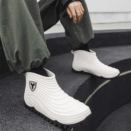 Rain Boots for Men, Outdoor Wear, Trendy Low-Cut Rain Boots, Wading Non-Slip Rain Boots, Men's Short-Tube Waterproof Rubber Shoes, New Water Shoes
