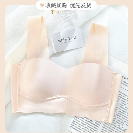 Tube top seamless sports underwear women's vest thin small chest push up top support big chest show small wireless bra