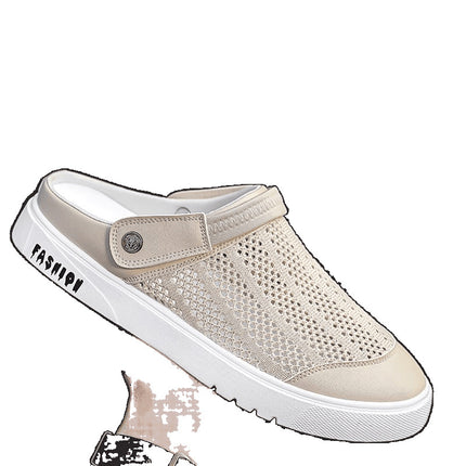 Half-Slippers for Men, Summer Outdoor Wear, Hollow Soft-Soled Clogs, Casual Sports Closed-Toe Dual-Purpose Sandals