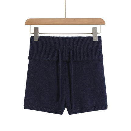 Wholesale hot girls sexy low waist slim hip knitted shorts women's elastic tight drawstring solid color knitted hot pants tide