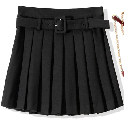 B2125 2025 Autumn Women's New Fashion College Style Pleated Skirt Security Pants Half Skirt with Belt