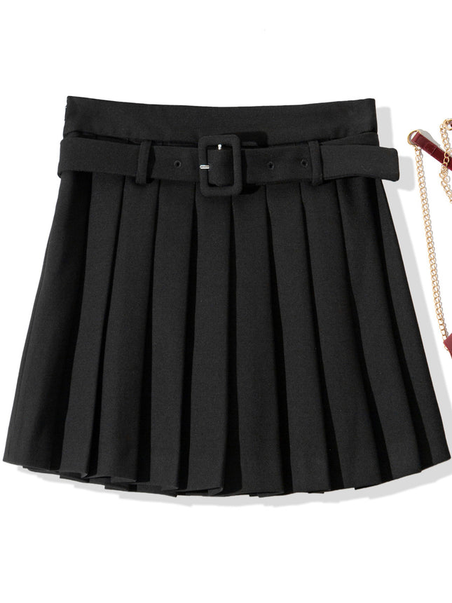 B2125 2025 Autumn Women's New Fashion College Style Pleated Skirt Security Pants Half Skirt with Belt