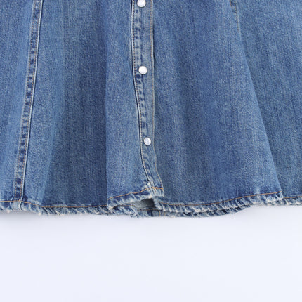 Kaopu Za 2025 New Summer Style European and American Fashion Elegant Waist-Slimming Denim Mini Dress