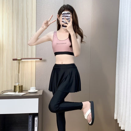 Women's Two-Piece Swimsuit with Long Sleeves and Long Pants, High-End Four-Piece Set, Conservative Hot Spring Bathing, Sun Protection Diving Suit, Swimwear Wholesale