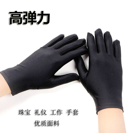 White Gloves for Jewelry Silk Satin Sunscreen High-end Photographic Stretch Etiquette Jewelry Black Dress Shop Guide