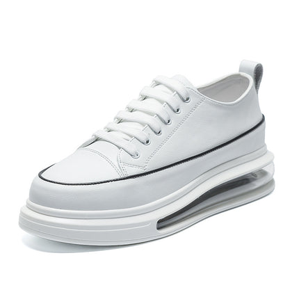 Men's Casual White Shoes, Leather Air-Cushion Sole, European Style Men's Clothing, Live Streaming, Fast Delivery, Wholesale from Wenzhou, Comfortable