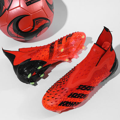 Cross-Border High-Top Messi Football Shoes Fg Nail Men's and Women's Kidsren's Artificial Turf Leather Foot Youth Student Socks Set Sneakers